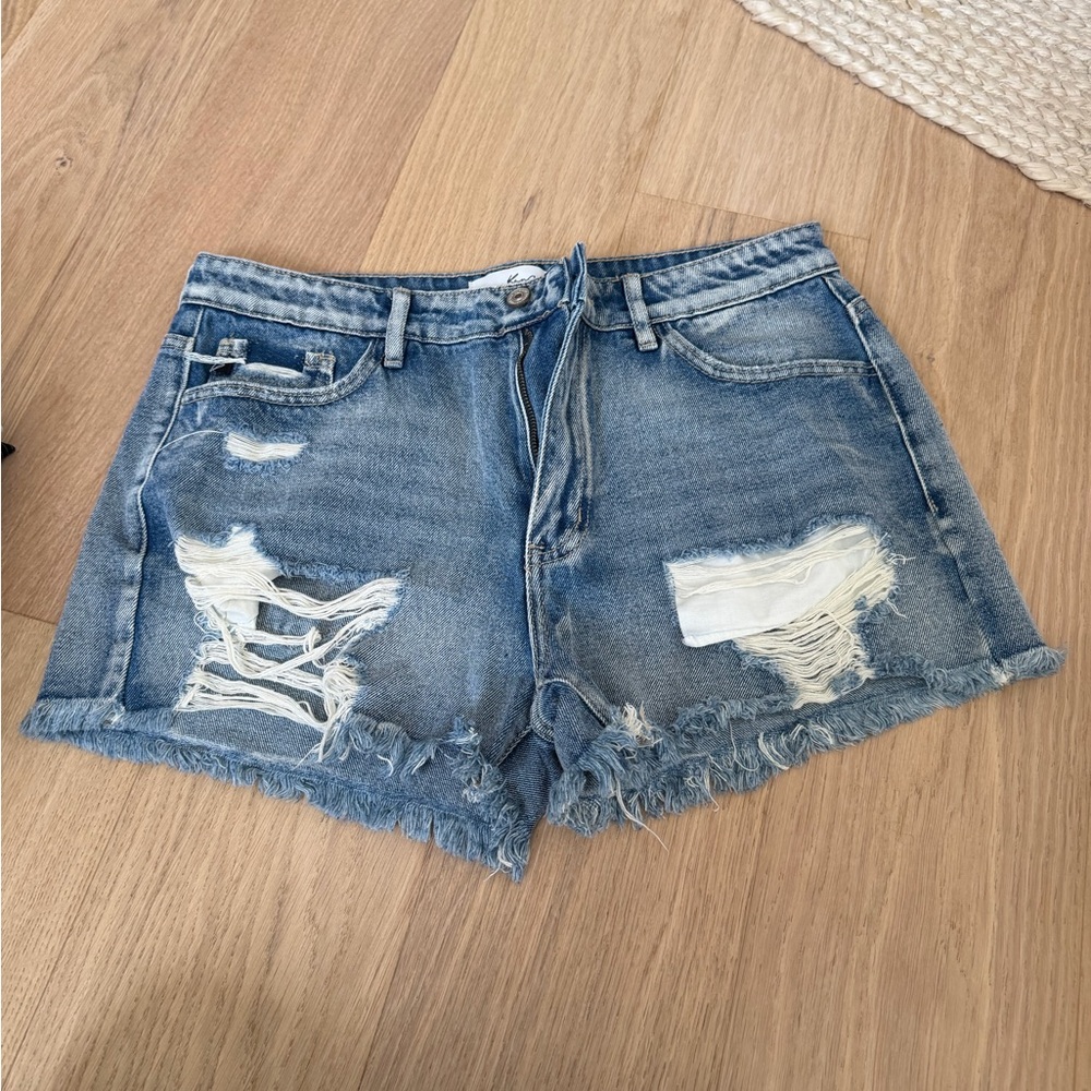 Vici Light Blue Distressed Jean Shorts